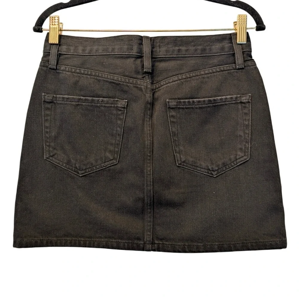 FRAME Beacon Black Sequin Denim Sparkle Disco Edgy Glam‎ Chic Mini Skirt Sz 24